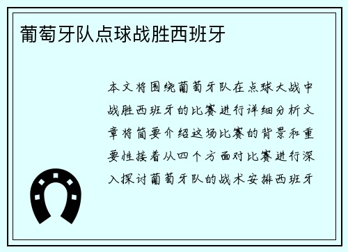 葡萄牙队点球战胜西班牙