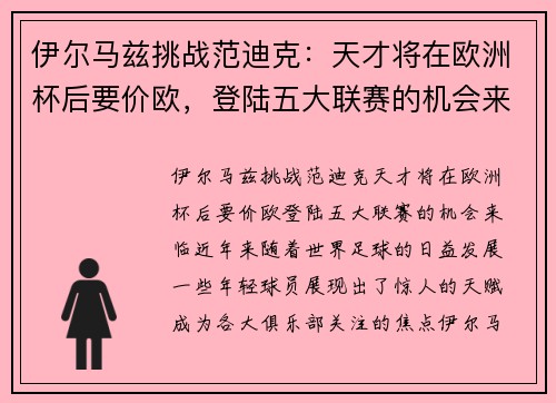 伊尔马兹挑战范迪克：天才将在欧洲杯后要价欧，登陆五大联赛的机会来临